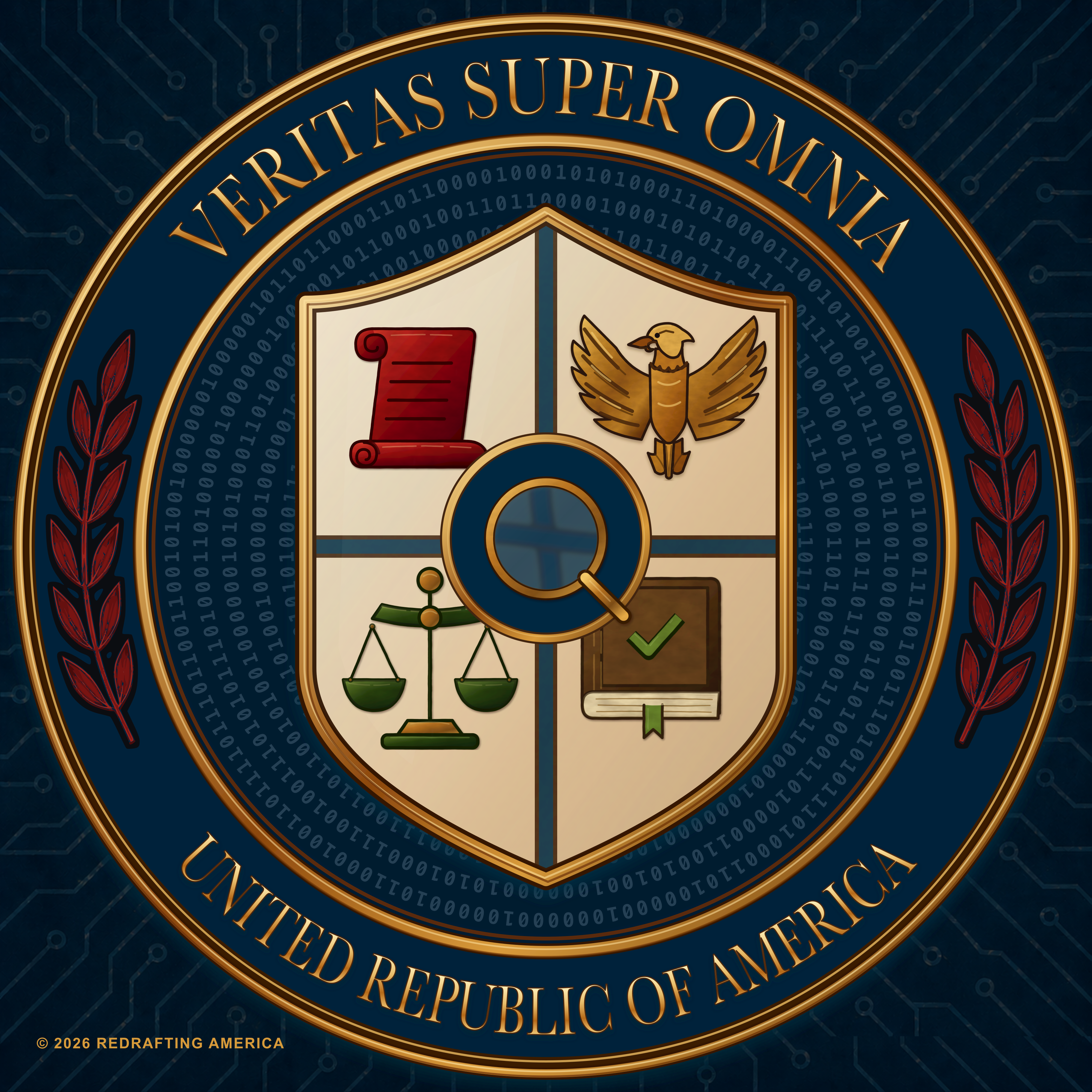 4K Veritas Super Omnia national seal for the United Republic of America